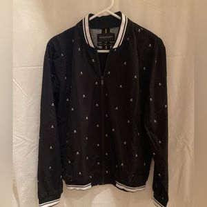 Denim & Flower Black Zip-Up Jacket